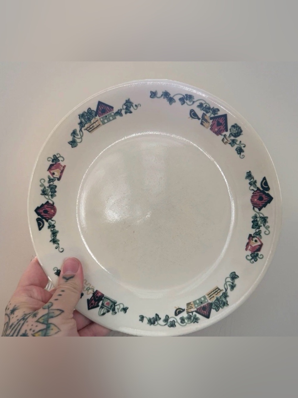 Corelle Cream Plate with Pink & Green Cottage Garland (10)